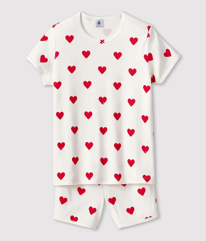 بيتي باتو Girls' Heart Patterned Cotton Short Pyjamas