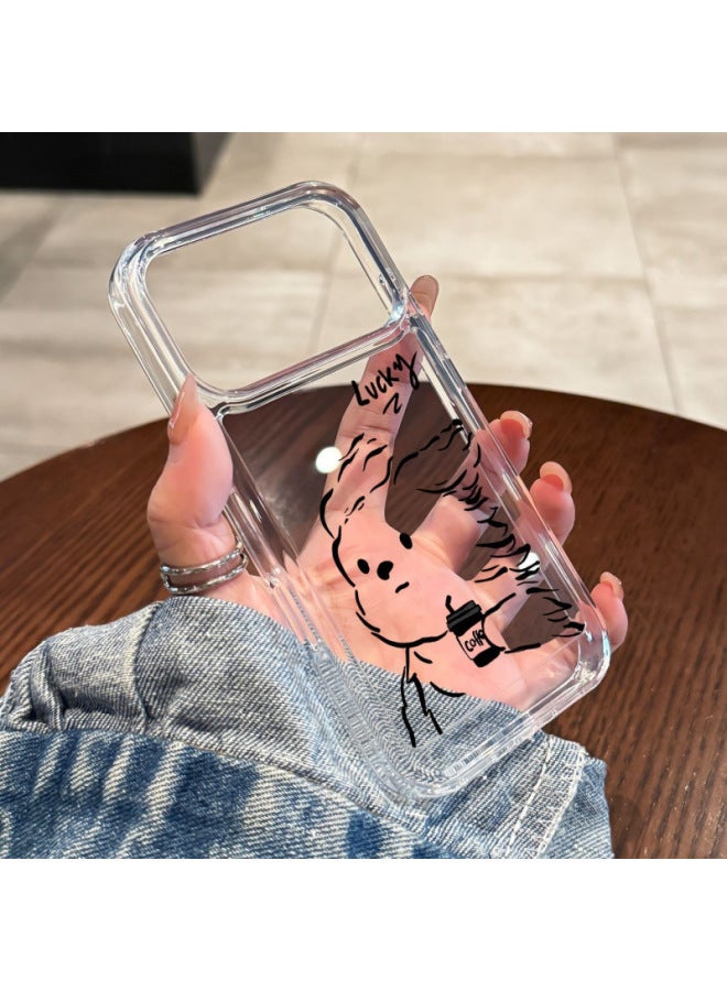 Cute Doodle Puppy Phone Case For Iphone 17 Pro, Space-themed Minimalist Style Cartoon Case For Apple 17