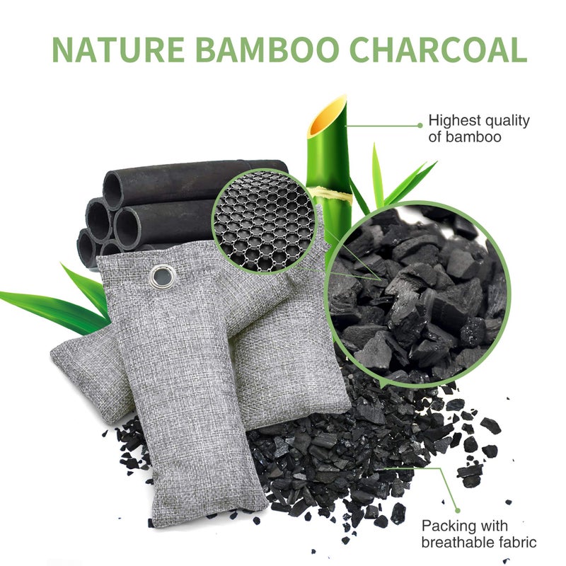 Vitscan 12 Pack Bamboo Charcoal Air Purifying Bag, Activated Charcoal Bags Odor Absorber, Moisture Absorber, Natural Car Air Freshener, Shoe Deodorizer, Odor Eliminators For Home, Pet, Closet (8x50g, 4x200g) - Image 2
