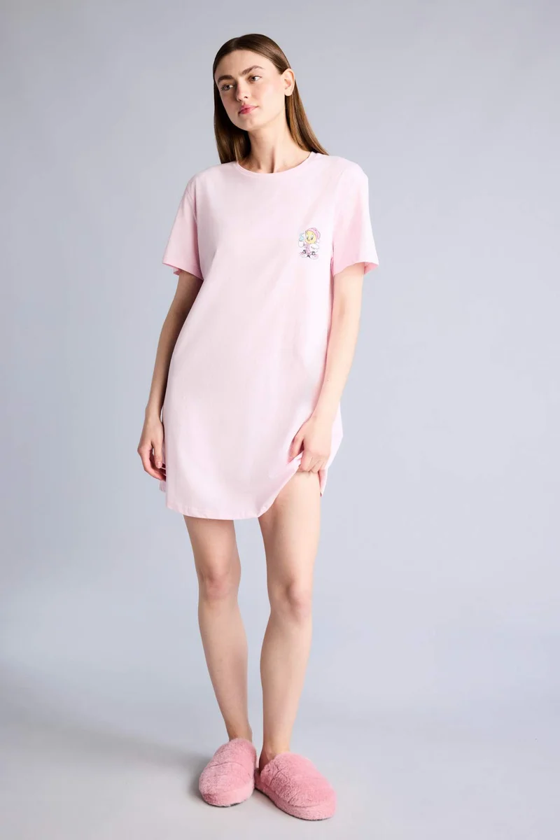 ديفاكتو Regular Fit Crew Neck Looney Tunes Licensed Knitted Dress