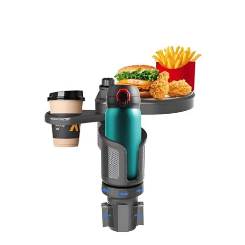 SIAGO 2-in-1 Car Cup Holder with Food Tray | Adjustable Swivel Arm Snack & Drink Organizer | Universal Fit for Front Seat Travel Accessories | SIA401 - Image 1