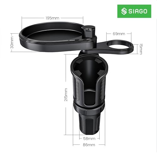 SIAGO 2-in-1 Car Cup Holder with Food Tray | Adjustable Swivel Arm Snack & Drink Organizer | Universal Fit for Front Seat Travel Accessories | SIA401 - Image 2