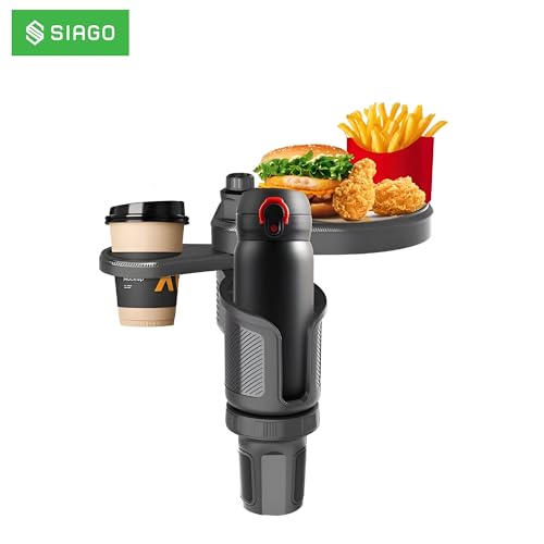 SIAGO 2-in-1 Car Cup Holder with Food Tray | Adjustable Swivel Arm Snack & Drink Organizer | Universal Fit for Front Seat Travel Accessories | SIA401 - Image 4