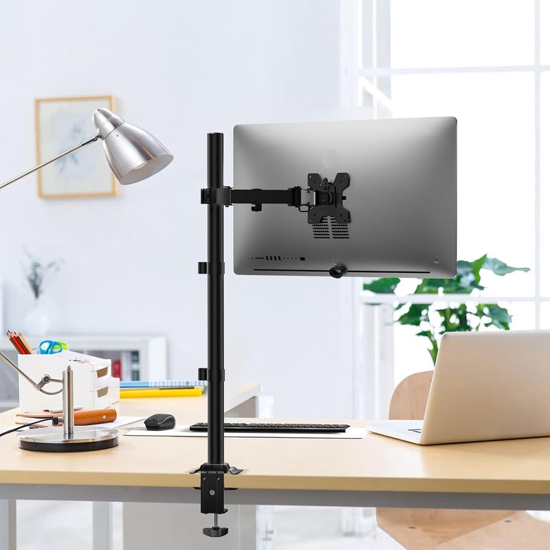 والي (عمود 80 سم) - حامل مكتبي فردي طويل قابل للتعديل بالكامل لشاشات LCD من WALI، يناسب شاشة واحدة حتى 70 سم، سعة تحمل 10 كجم (M001XL)، أسود - Image 2