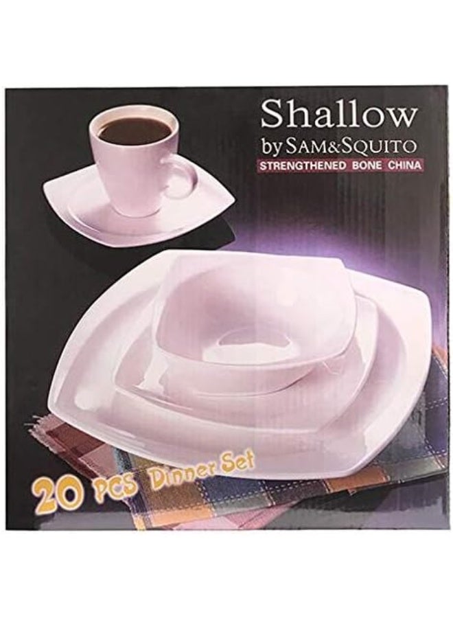 Shallow 20 Piece Porcelain Dinner Set - Image 3