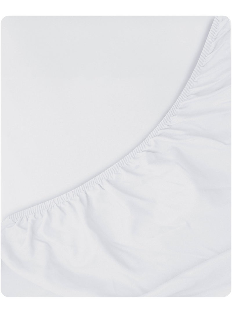 Infinitee Xclusives - Infinitee Xclusives Fitted Sheet for Bed White Queen Size 150 x 200 cm - 100% Microfiber - 40 cm Deep Pocket to Fit & Cover Sheets  - Soft, Wrinkle Free & Shrink Resistant Fitted Sheet - Image 1