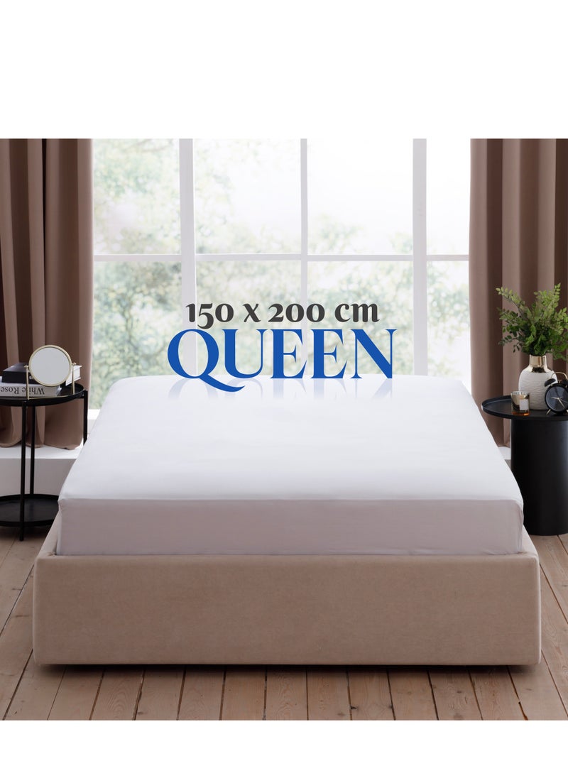 Infinitee Xclusives Infinitee Xclusives Fitted Sheet for Bed White Queen Size 150 x 200 cm - 100% Microfiber - 40 cm Deep Pocket to Fit & Cover Sheets  - Soft, Wrinkle Free & Shrink Resistant Fitted Sheet  - Image 2