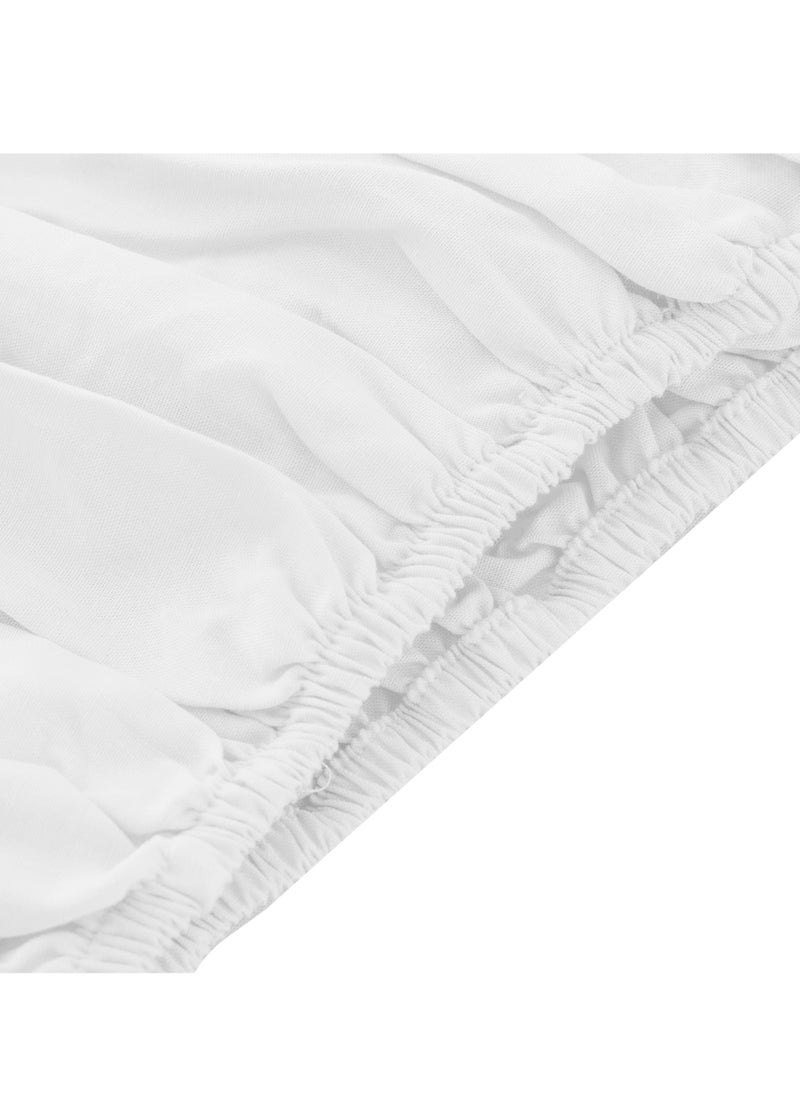Infinitee Xclusives Queen Size Fitted Sheet (150 cm x 200 cm) – 40cm Deep Pocket Bed Sheet – Soft Microfiber – Shrink Resistant Bed Sheet – 1 Fitted Bed Sheet Only (White)