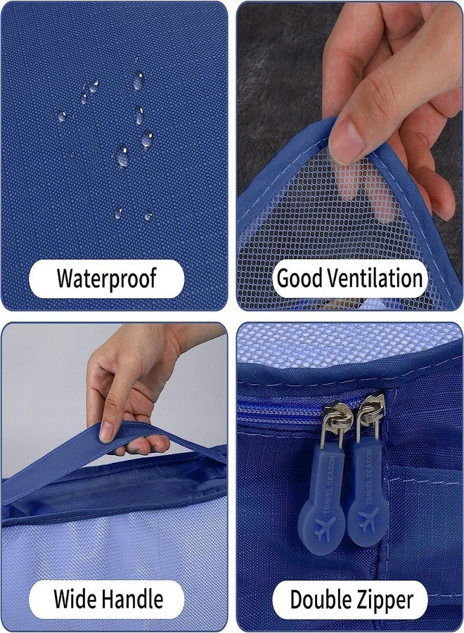 TAGUDA حقيبة تنظيم السفر من تاجودا مكونة من 7 قطع / 6 قطع لتوفير المساحة للرجال والنساء، مكعبات تعبئة الملابس للسفر (6 أكياس - أزرق داكن) - Image 3