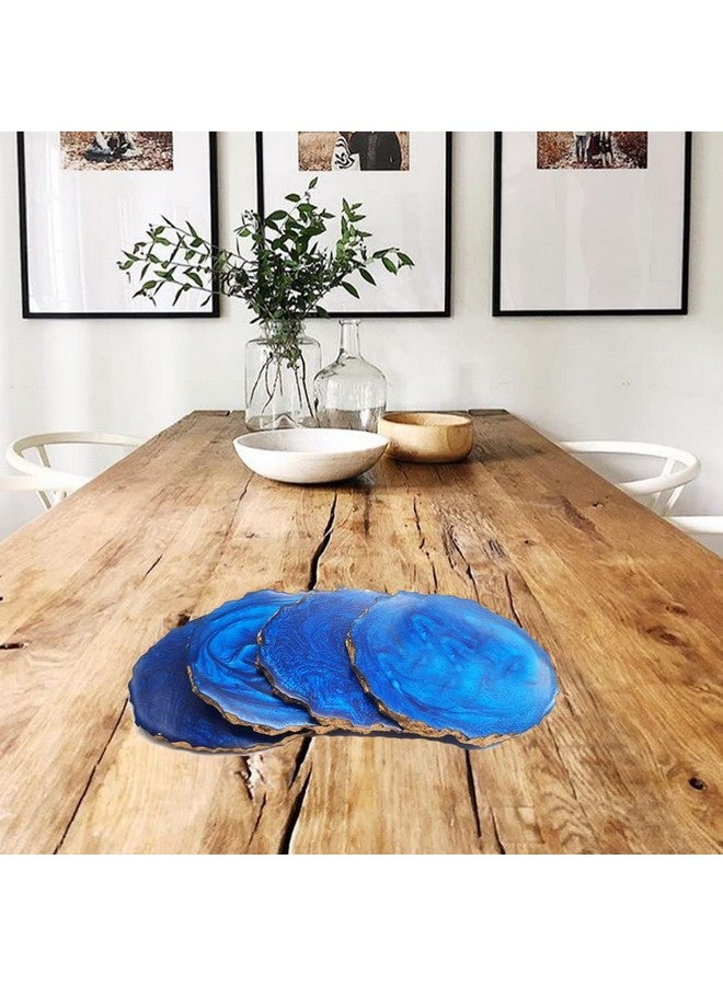 eshoppee Blue Color Epoxy Resin Coaster Set of 4 for Table Ware for Decoration, Cup Mat, Beautiful Resin Coasters for Drinks Gift (5) - Image 3