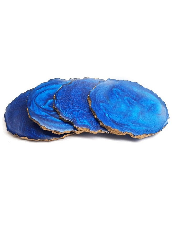 eshoppee Blue Color Epoxy Resin Coaster Set of 4 for Table Ware for Decoration, Cup Mat, Beautiful Resin Coasters for Drinks Gift (5) - Image 1
