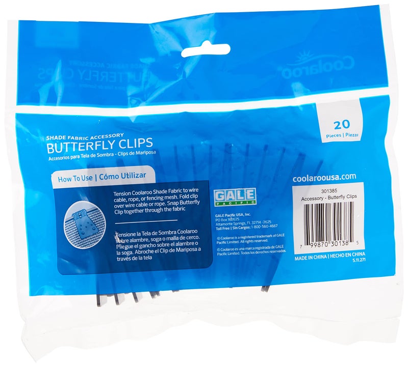 Coolaroo Shade Fabric Accessories Black Butterfly Clips for Shade Fabric Attachment and Placement, (20 Count) - Image 5