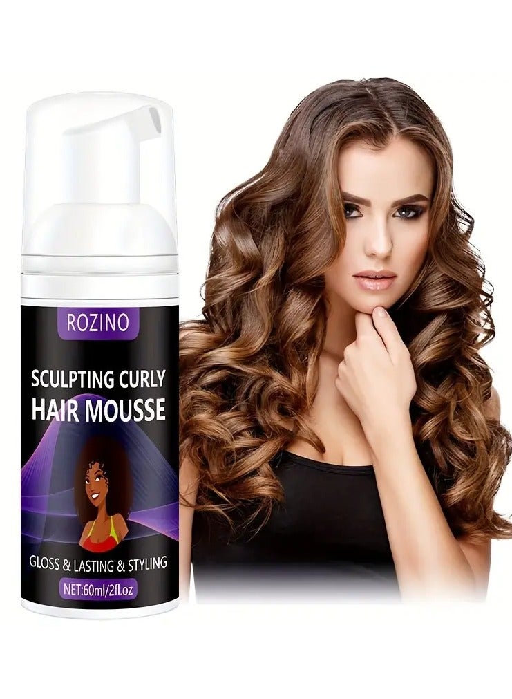 Rozino 60ml Sculpting Curly Hair Mousse, Gloss & Long-Lasting Styling Foam, Frizz Control, Strengthens Hair, For Daily Use & Special Occasions - Image 1