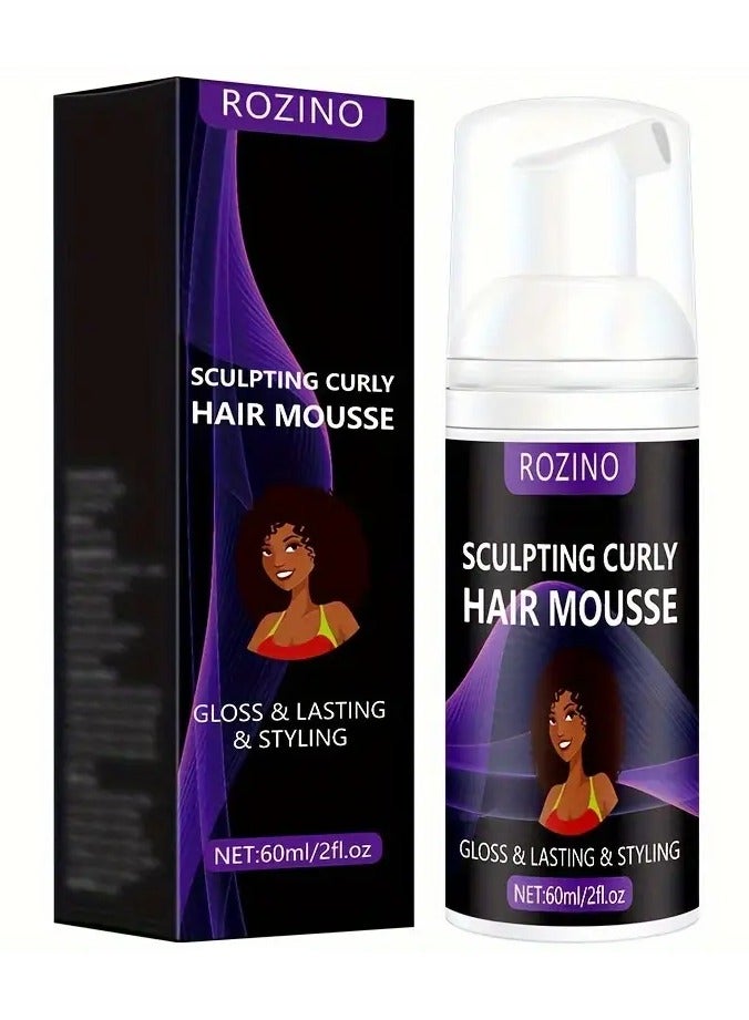 Rozino 60ml Sculpting Curly Hair Mousse, Gloss & Long-Lasting Styling Foam, Frizz Control, Strengthens Hair, For Daily Use & Special Occasions - Image 2