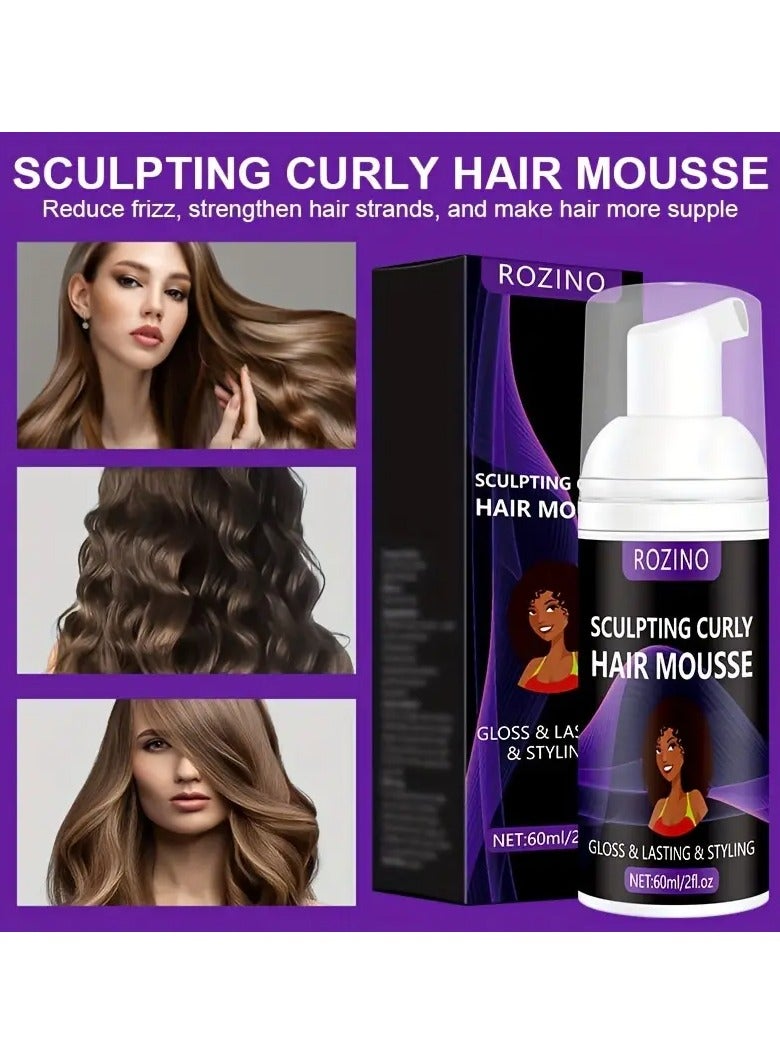 Rozino 60ml Sculpting Curly Hair Mousse, Gloss & Long-Lasting Styling Foam, Frizz Control, Strengthens Hair, For Daily Use & Special Occasions - Image 3