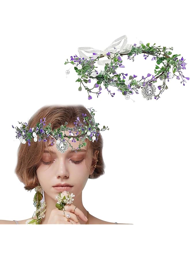 Excefore Boho Flower Headband For Girls Adjustable Floral Crown For Weddings Festivals & Parties Ideal Hair Accessory For Flower Girls & Kids - Image 1