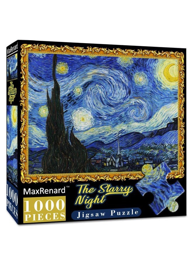 MaxRenard 1000 Piece Puzzles for Adults Starry Night Jigsaw Puzzle 1000 Pieces Van Gogh Puzzle Cool Classic Famous Paintings - Image 1
