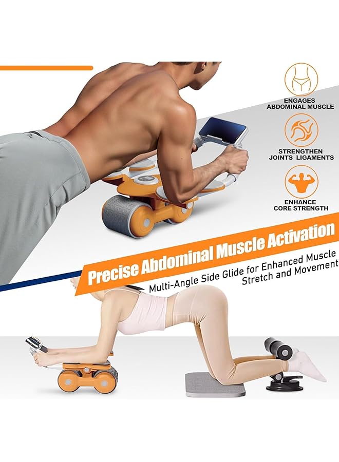 LINJIE Automatic Rebound Abdominal Wheel Ab Wheel Roller With Elbow Support And Timer Automatic Rebound Abdominal Exercise Wheel Home Gym Fitness Equipment For Abs Workout. - Image 2