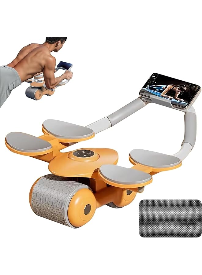 LINJIE Automatic Rebound Abdominal Wheel Ab Wheel Roller With Elbow Support And Timer Automatic Rebound Abdominal Exercise Wheel Home Gym Fitness Equipment For Abs Workout. - Image 1