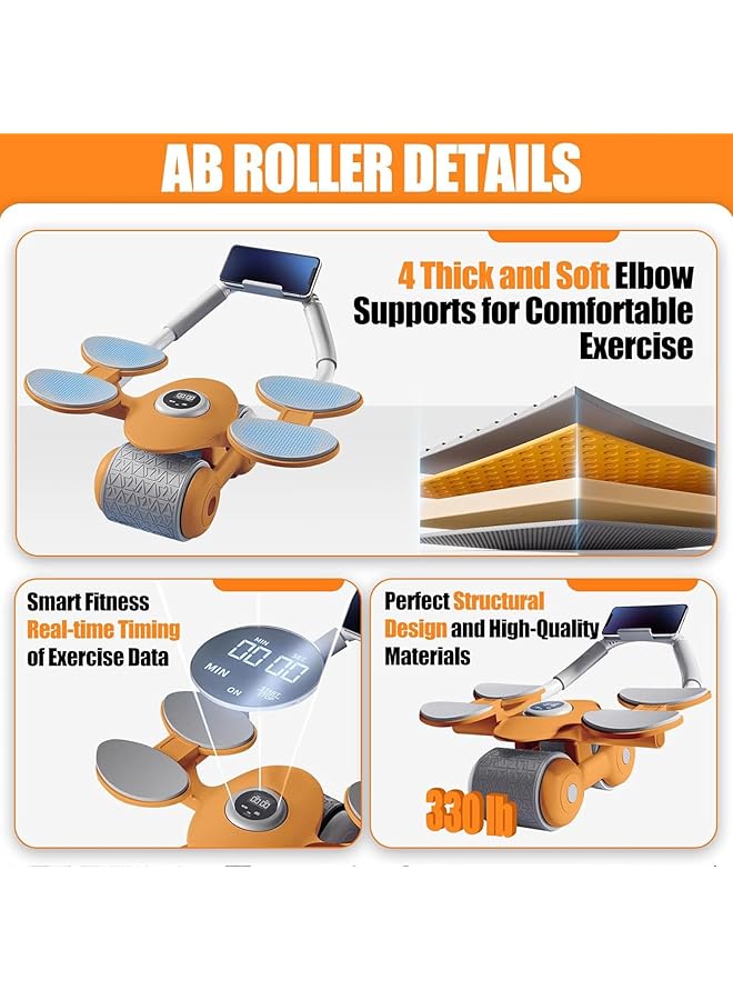 LINJIE Automatic Rebound Abdominal Wheel Ab Wheel Roller With Elbow Support And Timer Automatic Rebound Abdominal Exercise Wheel Home Gym Fitness Equipment For Abs Workout. - Image 5