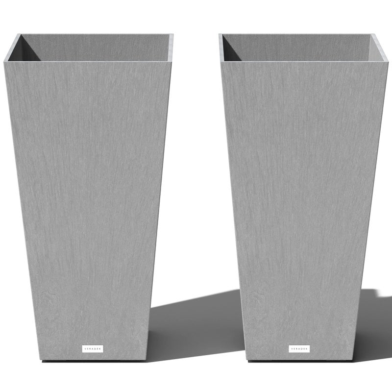 Veradek VResin IndoorOutdoor Taper Planter Set of 2 30 inch Grey
