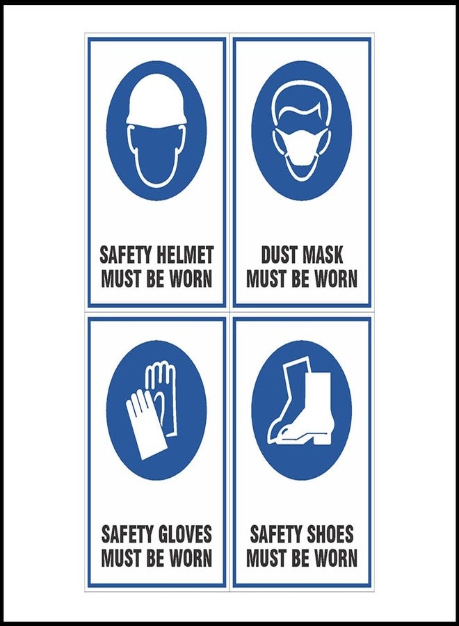 NS INVENTIVENESS - PPE Safety Sign Board Pack of 4 Eco Vinyl Sticker (Portrait A5, 6 inch X 8 inch) - Image 1