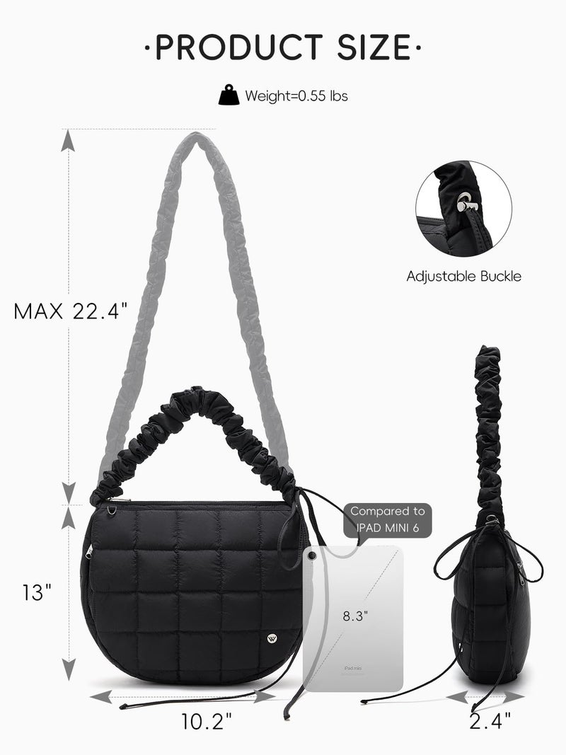 WESTBRONCO Puffer Crossbody Bags for Women Nylon Quilted Shoulder Bag Womens Crossbody Purse with Drawstring Strap for Travel - Image 3