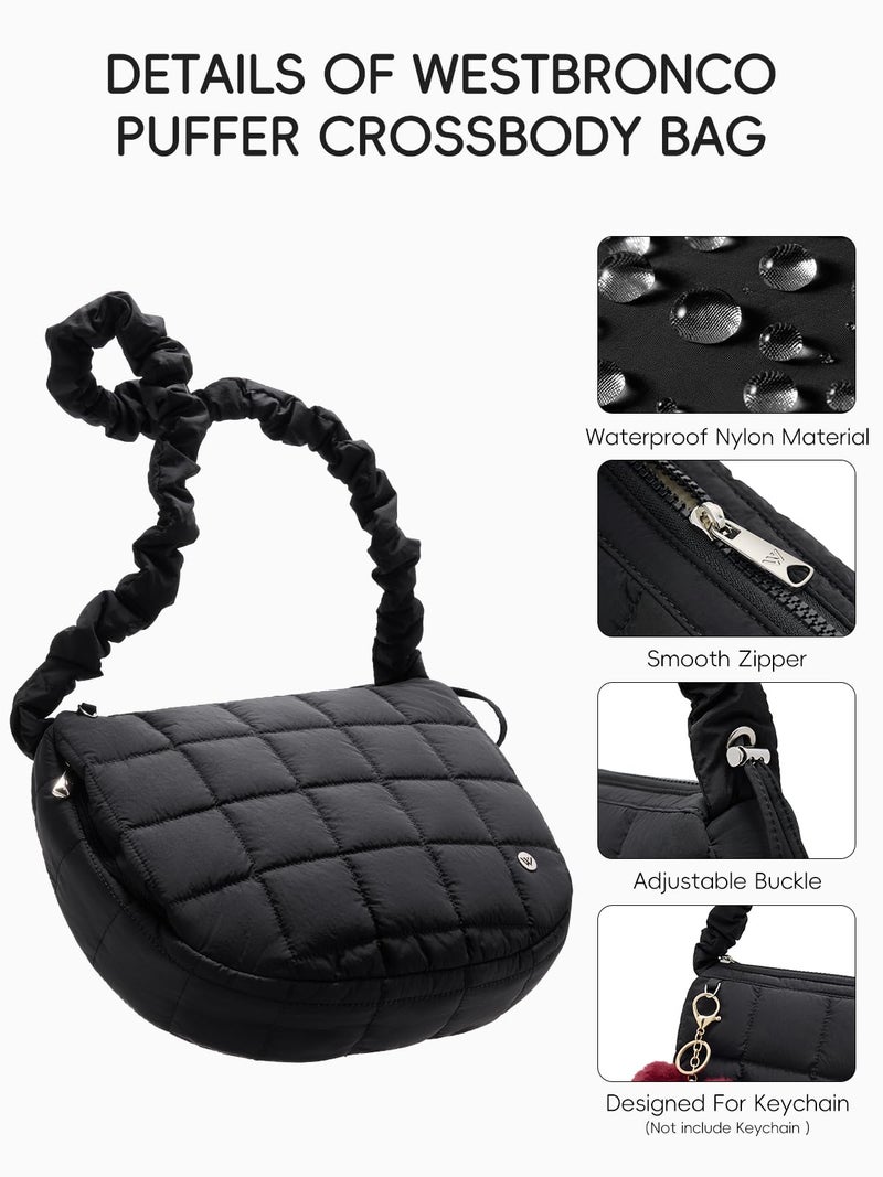 WESTBRONCO Puffer Crossbody Bags for Women Nylon Quilted Shoulder Bag Womens Crossbody Purse with Drawstring Strap for Travel - Image 5