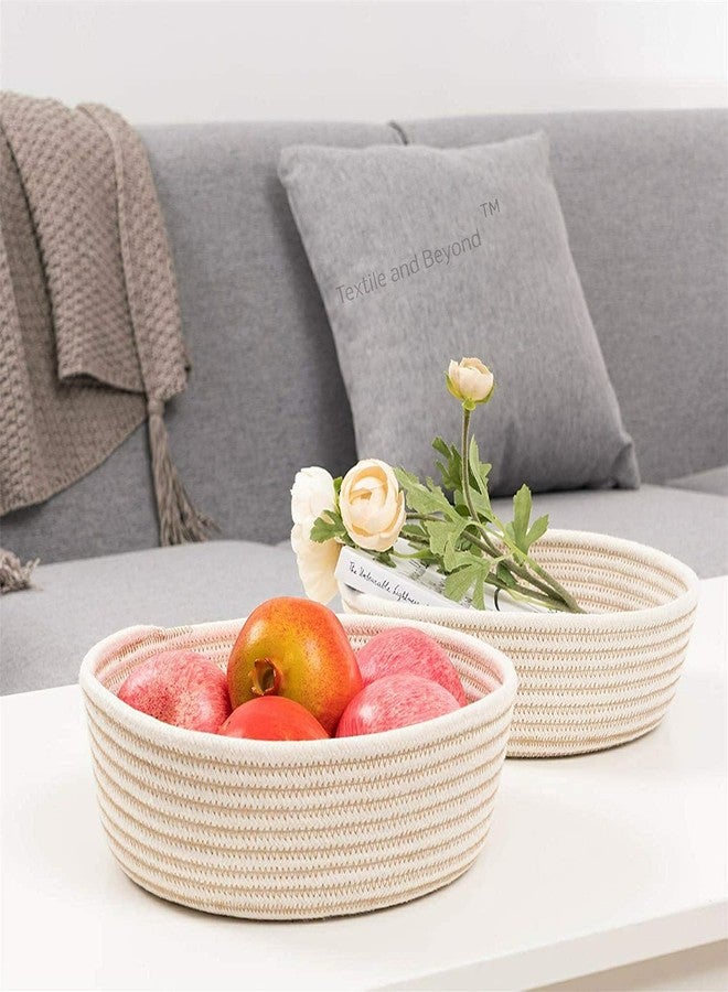 Textile and Beyond مجموعة تخزين منزلية بوهيمية من Textile and Beyond، تتكون من 3 سلال من حبال الجوت، وسلة ألعاب H&woven، وحوض زراعة فواكه، ومنظم سلة غسيل، مثالية لتنظيم غرفة المعيشة والمطبخ والحمام. - Image 3