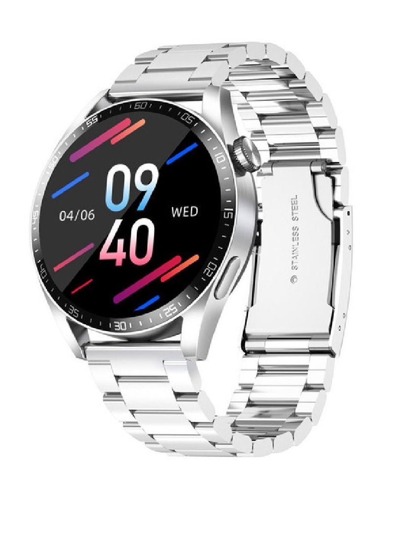ZOOMEE - Stainless Steel Fitness Watch IP67 Waterproof Activity Tracker With Heart Rate/Sleep Monitor Pedometer Smart Watch For Android iOS Silver - Image 1