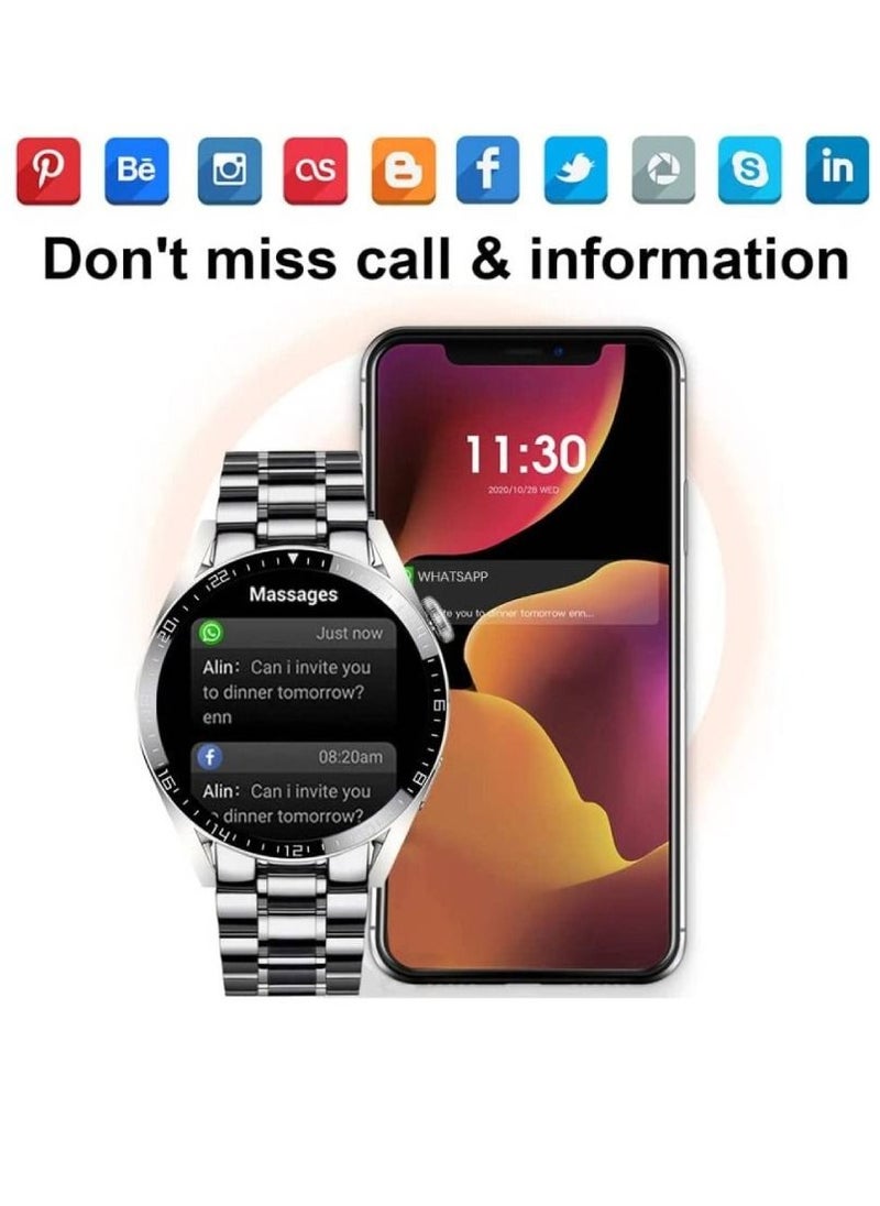ZOOMEE - Stainless Steel Fitness Watch IP67 Waterproof Activity Tracker With Heart Rate/Sleep Monitor Pedometer Smart Watch For Android iOS Silver - Image 1
