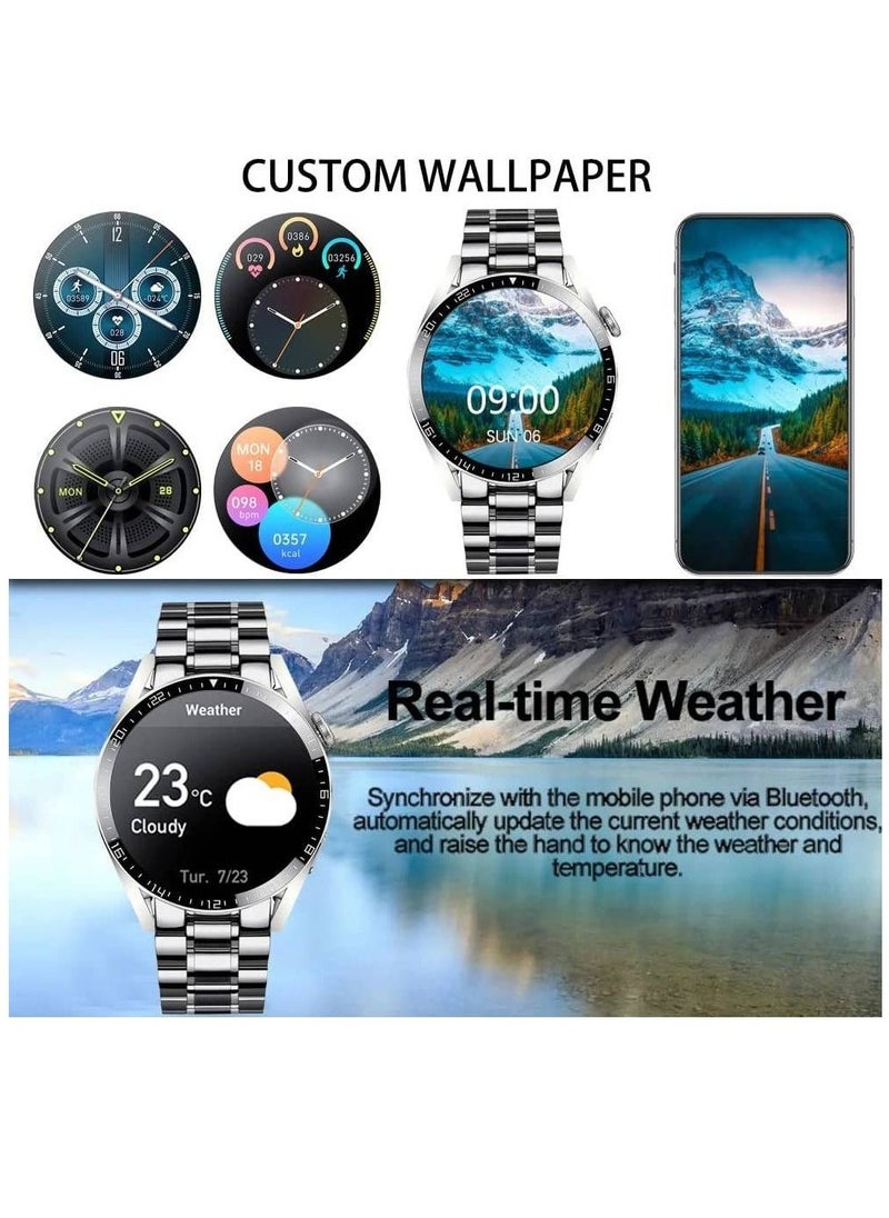 ZOOMEE - Stainless Steel Fitness Watch IP67 Waterproof Activity Tracker With Heart Rate/Sleep Monitor Pedometer Smart Watch For Android iOS Silver - Image 1