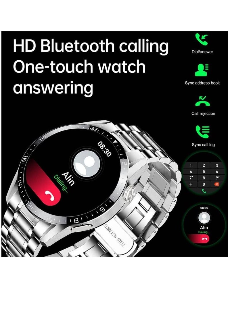 ZOOMEE - Stainless Steel Fitness Watch IP67 Waterproof Activity Tracker With Heart Rate/Sleep Monitor Pedometer Smart Watch For Android iOS Silver - Image 1