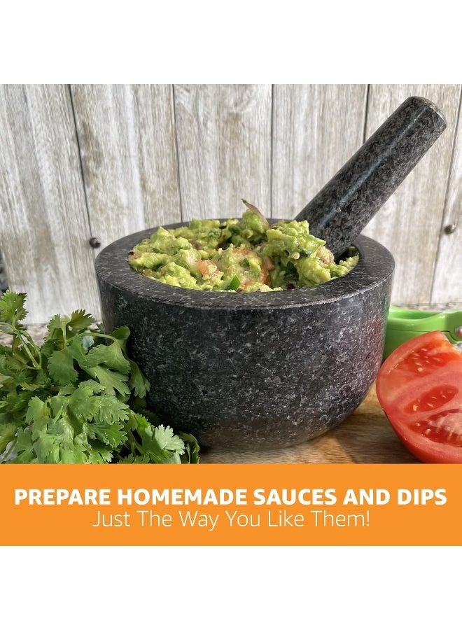 Prioritychef Heavy Duty Extra Large Mortar And Pestle Set, Hand Carved From Natural Granite, Make Fresh Guacamole, Salsa, Pesto, Stone Grinder Bowl, Herb Crusher, Spice Grinder, 5 Cup, Black  - Image 4