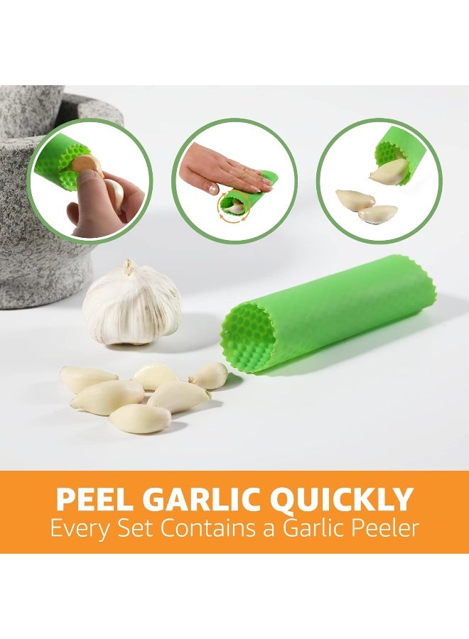 Prioritychef Heavy Duty Extra Large Mortar And Pestle Set, Hand Carved From Natural Granite, Make Fresh Guacamole, Salsa, Pesto, Stone Grinder Bowl, Herb Crusher, Spice Grinder, 5 Cup, Black  - Image 3