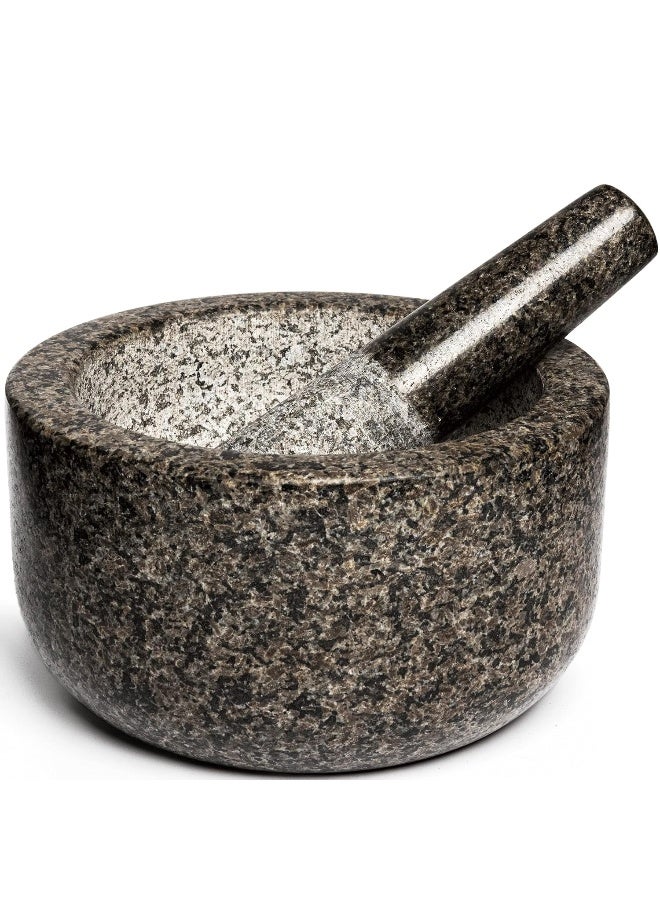 Prioritychef Heavy Duty Extra Large Mortar And Pestle Set, Hand Carved From Natural Granite, Make Fresh Guacamole, Salsa, Pesto, Stone Grinder Bowl, Herb Crusher, Spice Grinder, 5 Cup, Black  - Image 5