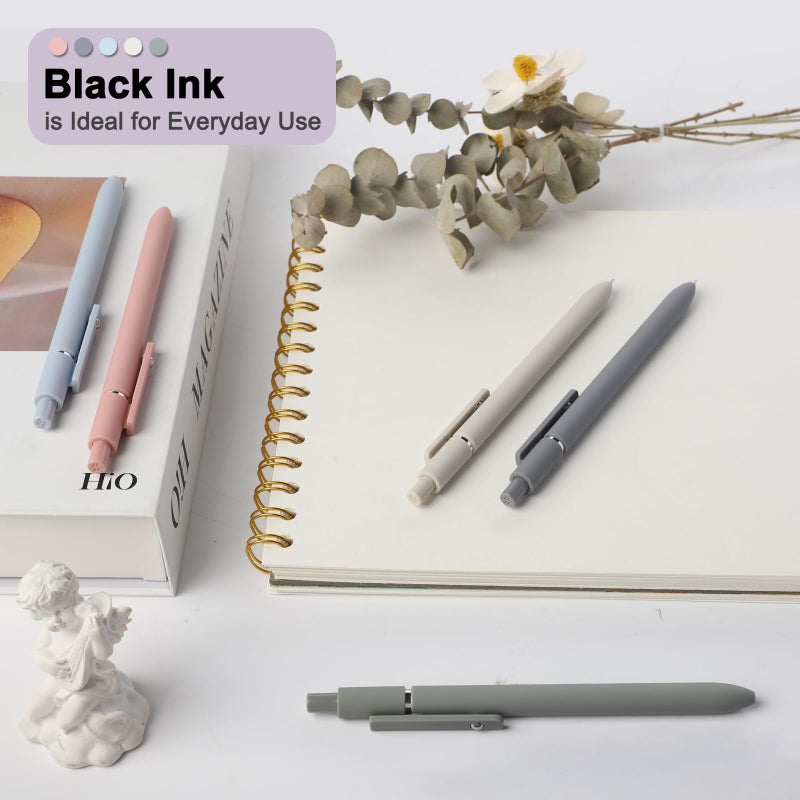 FIOVER 5pcs Gel Pens Quick Dry Ink Pens Fine Point Premium Retractable Rolling Ball Gel Pens Black Ink Smooth Writing for School Office Home - Image 5