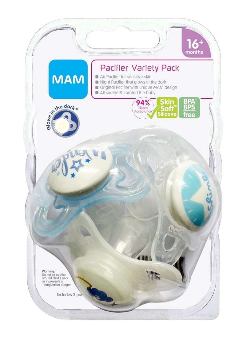 MAM Pack Of 3 Variety Pack Baby Pacifie, 0-6 Months, Boy  - Image 2