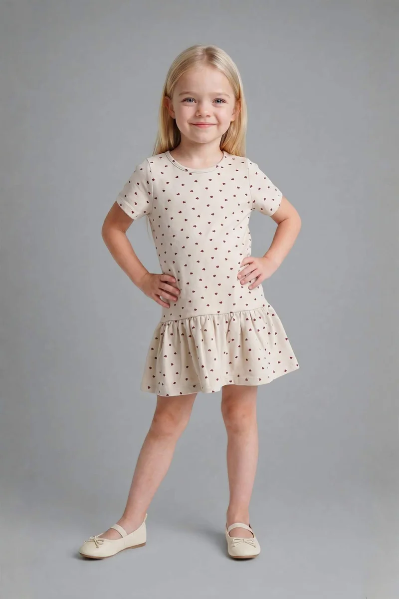 ديفاكتو Girl Patterned Long Sleeve Dress
