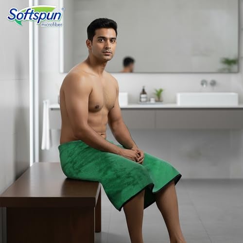 SOFTSPUN Microfiber Bath Towel 1 pc 280 GSM 70X140 Parrot Green! Ultra Absorbent Super Soft & Lightweight Quick Drying for Men & Women Daily Use Extra Large Size Unisex. - Image 3