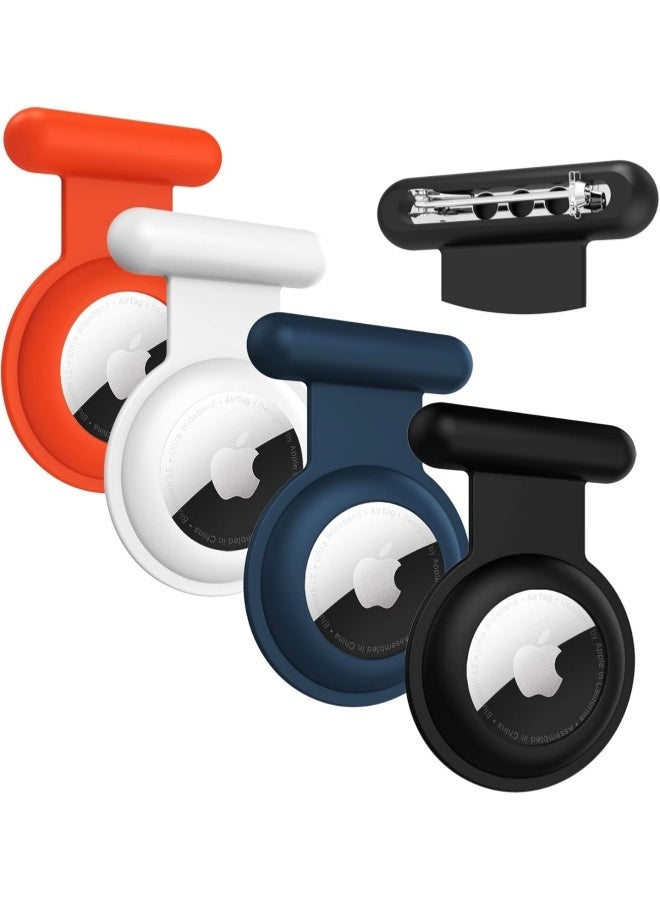 4 Pieces AirTag Holder with Safety, Hidden Wearable AirTag Case with Brooch Clip for Clothes of Kids, Teens, Elder - Image 1