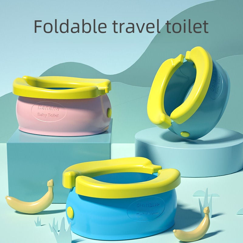 Children's Toilet Foldableable Storage Banana Toilet Baby Car Urine Bucket Infant Toilet Portable Potty(Pink Banana Toilet Send 20 Cleaning Bag Storage Bag) - Image 2