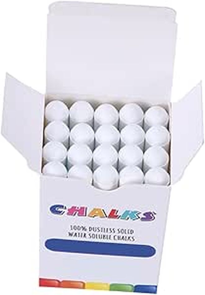 Water Soluble Dustless White Chalk 20 Pieces Easy Wipe Eco Friendly For School Blackboard - Image 1