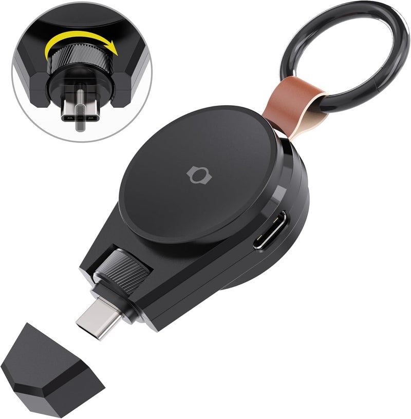 ZEKAROUL شاحن ساعة ذكية مغناطيسي لساعة سامسونج، شاحن محمول لاسلكي دوار بمنفذ USB-C لساعة سامسونج - Image 1