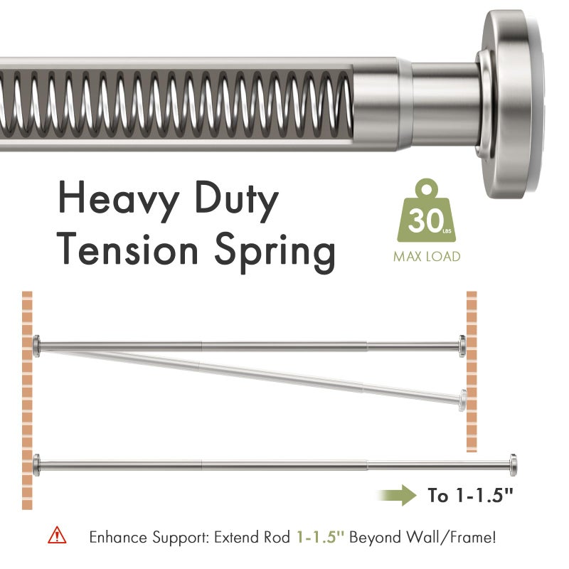 AmazerBath 31-46.5 Inches Spring Tension Shower Curtain Rod, Short Shower Rod Rust Proof Bathroom Curtain Rod, Adjustable Shower Tension Rod No Drill Easy Segmented Installation, Nickel - Image 5