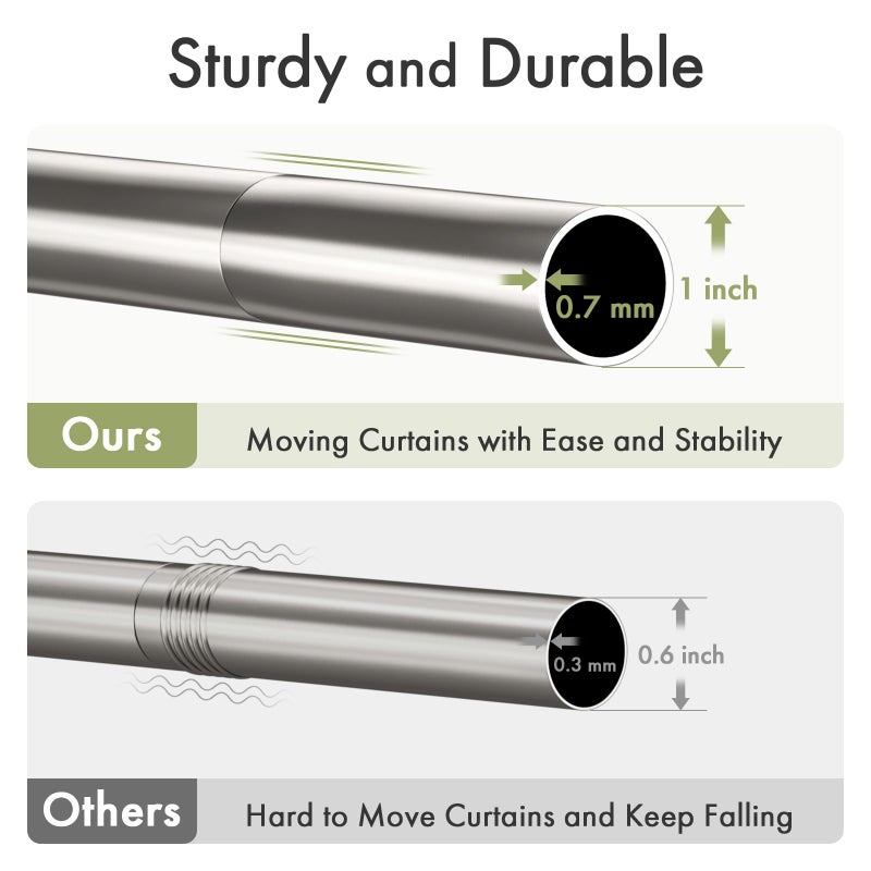 AmazerBath 31-46.5 Inches Spring Tension Shower Curtain Rod, Short Shower Rod Rust Proof Bathroom Curtain Rod, Adjustable Shower Tension Rod No Drill Easy Segmented Installation, Nickel - Image 3