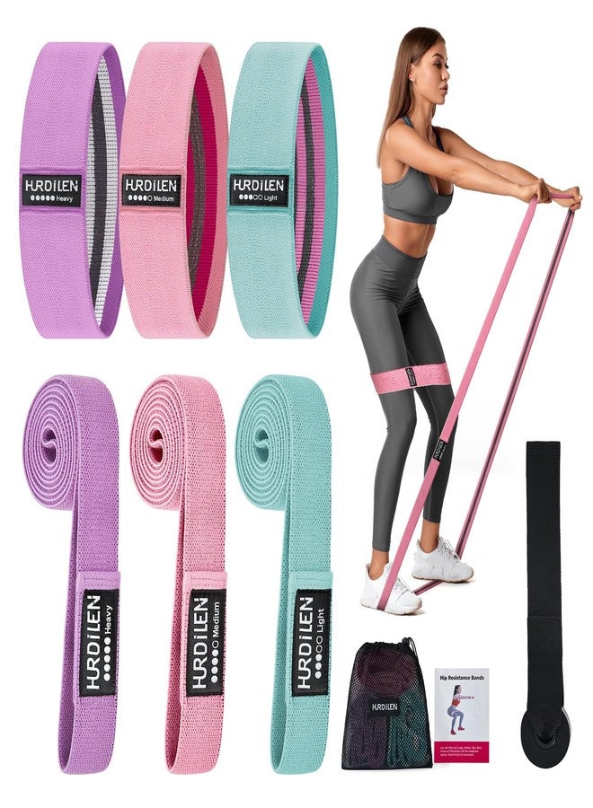 Hurdilen Resistance Bands for Working Out Set, 3 Pcs Pull Up Bands and 3 Pcs Assistance Bands with Door Anchor for Legs, Glutes, Hip, Fabric Loop Bands Workout Bands Resistance for Gym, Home, Office - Image 1