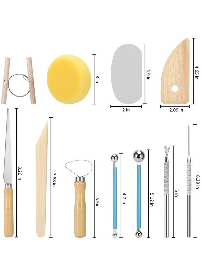 Blisstime - 18Pcs Clay Sculpting Tools Basic Clay Pottery Carving Tool Kit With Wooden Handles And Tool Bag - Image 1