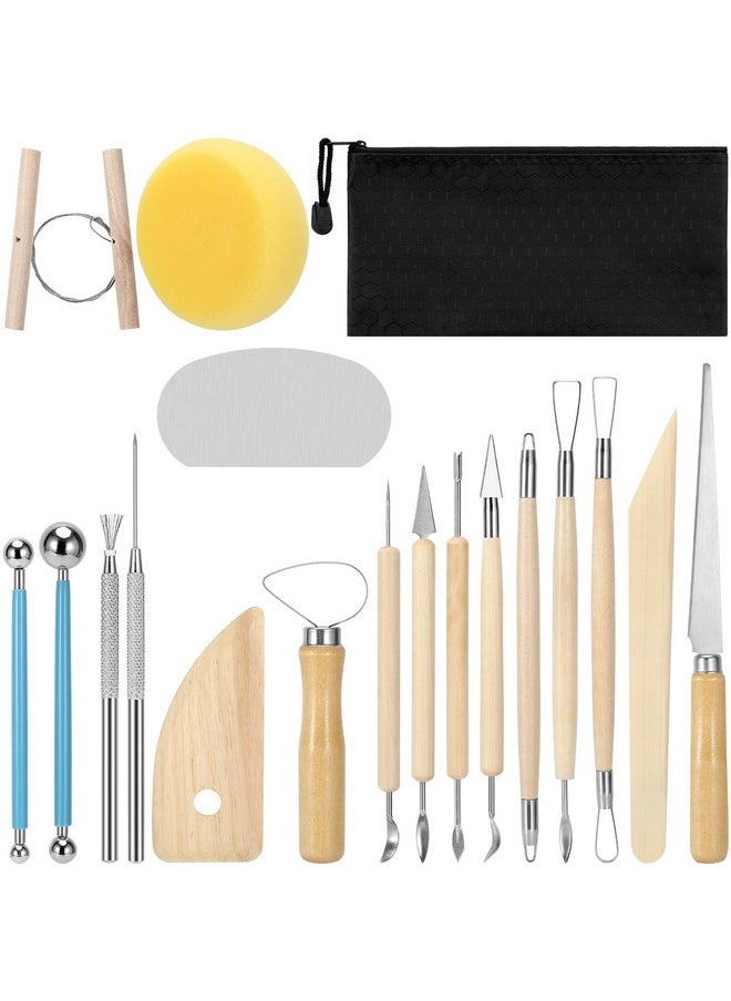 Blisstime - 18Pcs Clay Sculpting Tools Basic Clay Pottery Carving Tool Kit With Wooden Handles And Tool Bag - Image 1