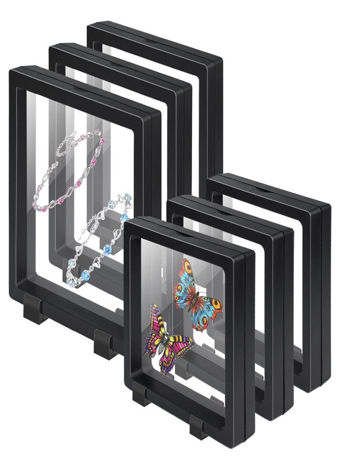 EsLuker.ly Set of 6 3D Floating Frame Display Holder Stands, Floating Display Case Transparent PE Jewelry Storage Box Suspension Frame for Challenge Coin AA Medallions Medal (4.3x4.3in, 6.3X 6.3in) - Image 1